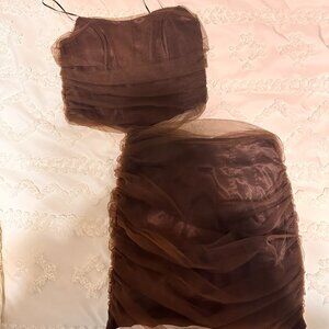 American Threads Brown Mesh Two-Piece Set – NWT | Size Small
